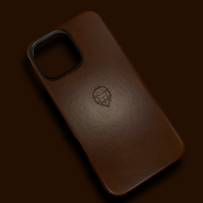 Dark Brown Genuine Leather Case 15 Pro