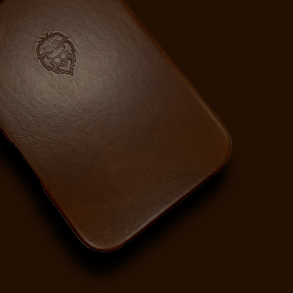 Dark Brown Genuine Leather Case 15 Pro