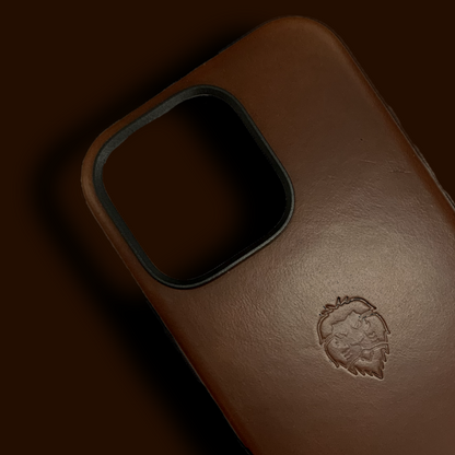 Dark Brown Genuine Leather Case 15 Pro