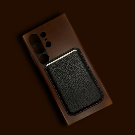 Dark Brown Genuine Leather Case combo S24 ULTRA