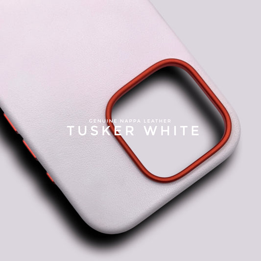 iPhone 16 Pro Max Tusker White Genuine Nappa Leather